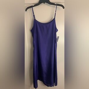 NWT Eileen Fisher 100% Silk Sapphire Blue Midi Slip Dress Sustainable Luxury